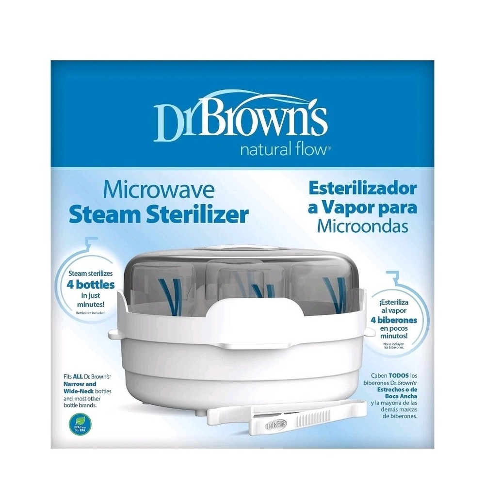 Dr. Brown's Microwave Steam Sterilizer for Baby Bottles, Nipples, Bottle Part...